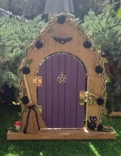 Wooden fairy door witch - fairy, pagan