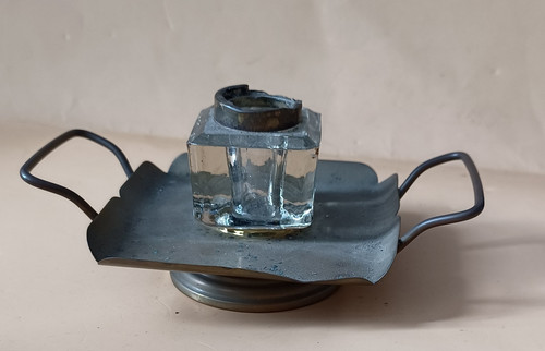 Vintage brass inkwell stand - vintage,