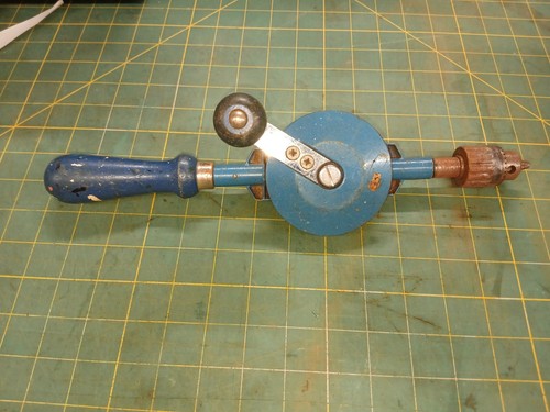 Vintage footprint hand drill - hand, drill-