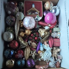Christmas Tree Baubles Various 80s 90s 00s Shapes Sizes Colours  s8 Lot Bulk Box