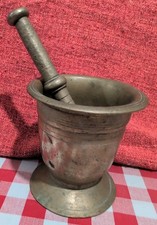 Very Large Solid Brass Antique Middle Eastern Pestle and Mortar