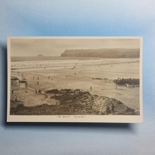 Polzeath Postcard C1920 Real Photo Cornwall A Panorama Of The Beach