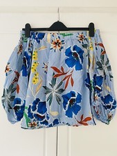 BLUE FLORAL BARDOT TOP OFF