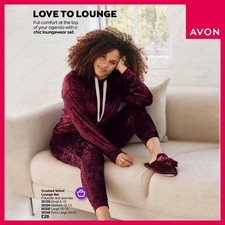 AVON BURGUNDY CRUSHED VELOUR LOUNGEWEAR SET BIRTHDAY IDEA GIFT FOR HER S,M,L,XL