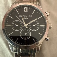 Infinite branded men's chronograph watch with a stainless steel band