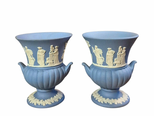 Pair vintage wedgwood blue - pair, of