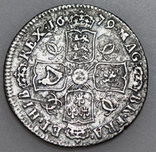 1679 CHARLES II, SHILLING, BRITISH SILVER COIN, GF/aVF