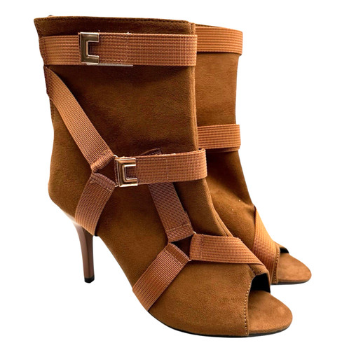 Brown suede calf boots - brown,