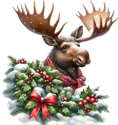Colour christmas moose tree - christmas,
