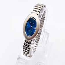 Vintage PICADOR Silver Tone Wrist Watch Quartz Electro Plated Stretch Strap