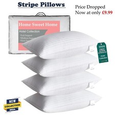 Hotel Quality 2,4 Packs Bounce Back Pillows Anti Allergic Bedding Stripe Pillows