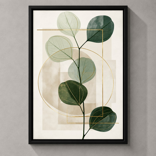 Green gold botanical wall - gold,