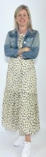 Oliver Bonas zTiered Midi Print Dress Woven Fabric Puff Slvs Long RRP£90