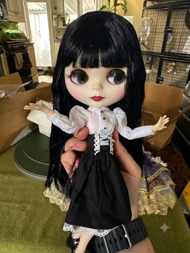 Gothic blythe doll black - doll, 12"