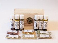 6 Herb 6 Oil Chest Set - Witch Wicca Pagan Witchcraft Charm Spells Voodoo 