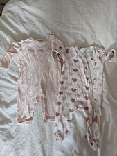 Nordstrom Albetta Bundle Baby Girl Sleepsuit Babygrow 3-6 Months Hearts Pink