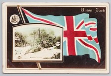 Edwardian Patriotic Postcard Watersmeet Lynmouth Devon View in Union Jack Flag