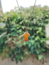 Gold Mushroom Necklace Pendant Carnelian Crystal Natural Gemstone Spiritual UK