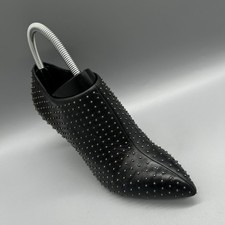 Zara Women Ankle Boots Shoes Black Leather Studded Stiletto Heels Uk 3 Eu 36