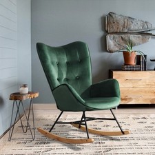 Leisure Rocking Chair Velvet Armchair Green