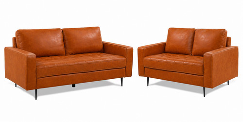 Tan faux leather sofas - leather,