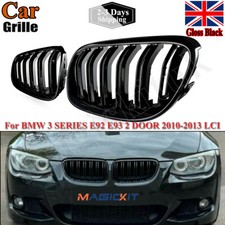 For BMW 3 Series E92 E93 2010-2013 LCI Kidney Grille Grill Gloss Black Dual Line