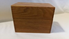 OLD WOOD-WOODEN DOVETAIL KITCHEN RECIPE FILE BOX INDEX CARD mid century modern 