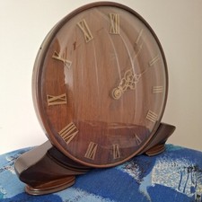 Vintage Antique Smiths Wooden Art Deco English Mechanical Mantle Shelf Clock