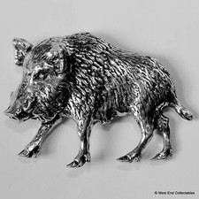 Wild boar pewter pin brooch - pewter,