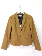 Hobbs Jacket Women's Size 12 Mustard Saffron Hackness 100% Wool Tweed Blazer