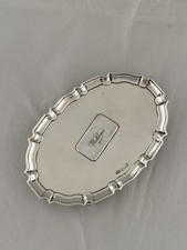 RARE Sterling Silver Waiter Tray ENAMEL 1909 London ELKINGTON Antique Tray Dish