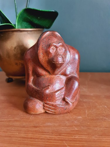 Bronze orangutan figurine - bronze,