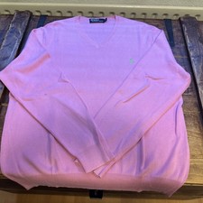 Men’s Pink POLO BY RALPH LAUREN VEE NECK Jumper SIZE - XL