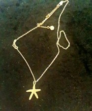 GOLDEN STARFISH PENDANT NECKLACE MERMAID UNDER THE SEA OCEAN BEACH PARTY GIFT