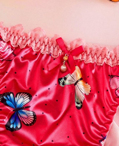 Satin butterfly frilly bikini - satin,