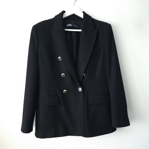 Zara black double breasted - black,
