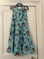 Hell Bunny Vixen Dress – 2XL, Floral, Halter Neck, Retro Pin-Up Style, Belted