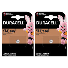 2x Duracell 394 1.5V Silver Oxide Watch Battery D394 V394 SR45 AG9 625 SR936