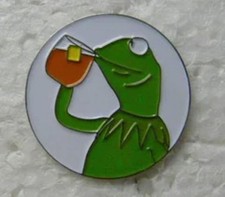 Kermit pin badge. Drinking