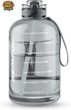 3L Big Water Bottles with Straw & Time Marker - Clear Design, Motivational Remin