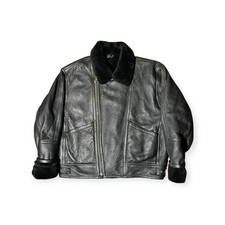 Rare Made In Italy Vintage Teodem Shearling Aviator Flying Jacket - Size: Medium