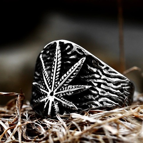 Men silver leaf signet - silver,