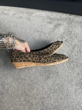 Tesco F&F Leopard Animal Print Slip On Peep Toe Shoes With Small Cork Heel