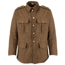Reproduction WW1 British Army Tunic - Khaki Brown Wool Military Uniform Jacket