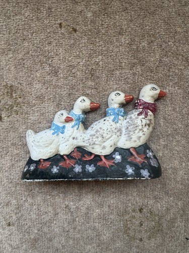 Vintage cast iron geese door - iron,