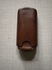 Vintage Cigar Carry Case Brown Leather Circa 1870 Good Condition