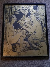 Original Art Work The Listeners  Signed M WELLS Glasgow Art Union 1928