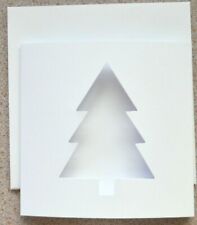5 Double/Fold White Card Blanks with Xmas Tree Apertures & White Envs 140mm Sq