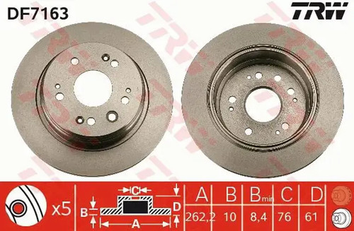Brake disc solid df7163 trw - 2x,