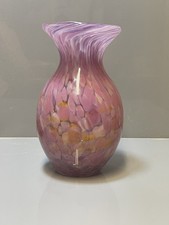 Vintage Spatter Art Glass Vase Pink 